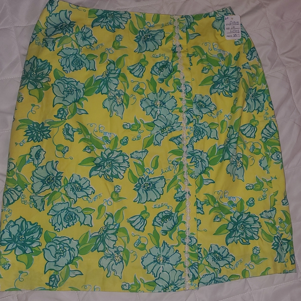 Lilly Pulitzer Yellow and Green Floral Mini Skirt